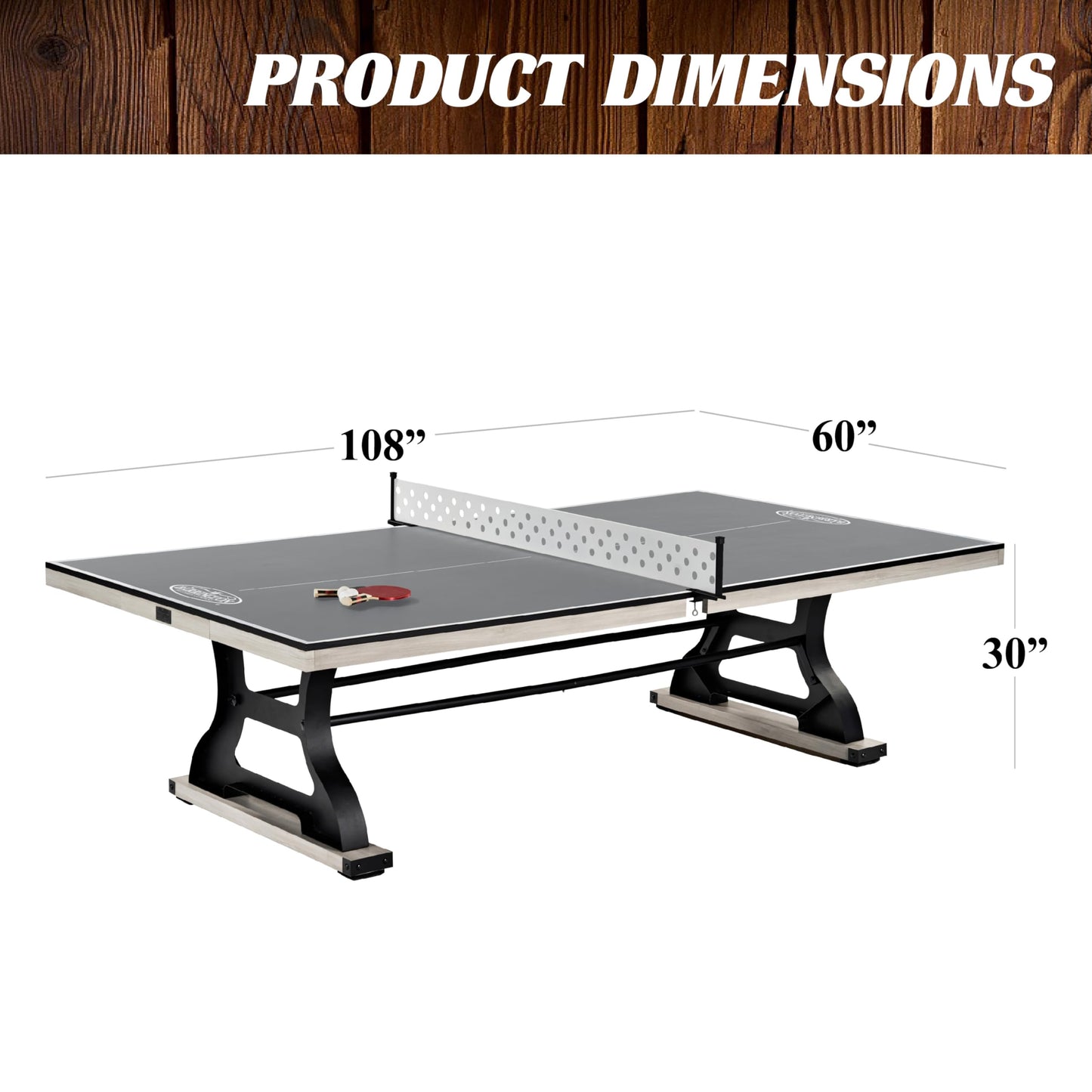 Barrington 9-ft Coventry Tennis Table, Official Size with Durable Metal Net and Storage Drawer, Perfect for Family Game Rooms