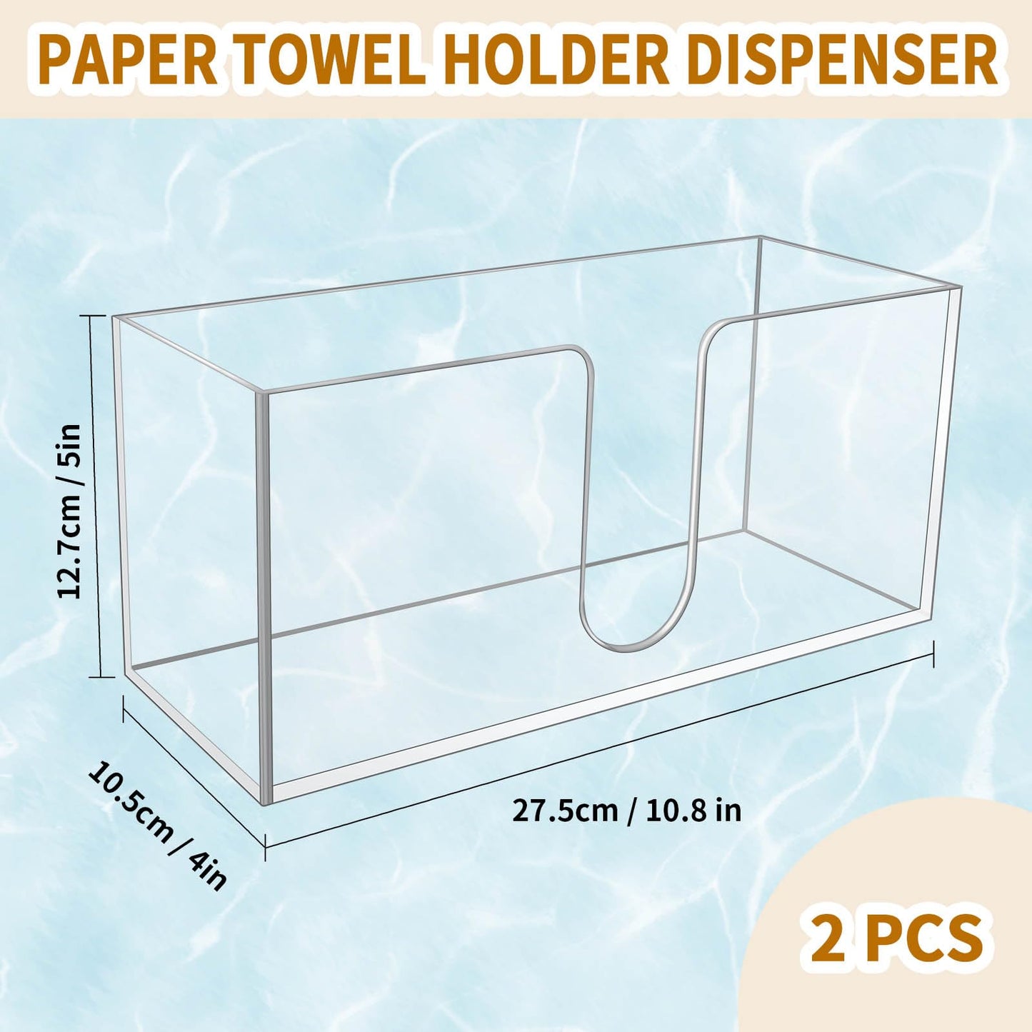 4 Pack Acrylic Paper Towel Holder, Countertop Napkin Dispenser for C-Fold, Multi-Fold & Trifold Paper Towels, 5mm Transparent Acrylic for Kitchen, Bathroom & Restaurant (4)