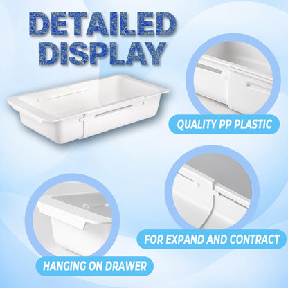 Kirosy 3-Pack Expandable Drawer Organizer for Deep Drawers, Adjustable Storage Tray (17–27 in), Durable PP Smooth Glide Divider for Kitchen, Vanity & Office, Space-Saving Design