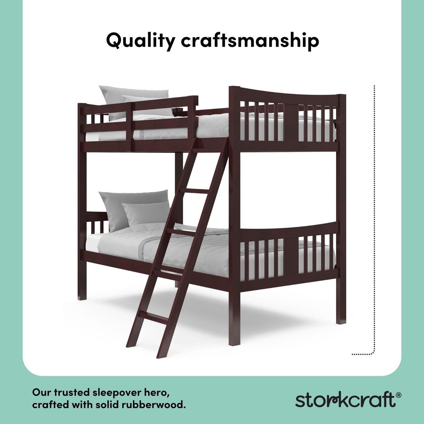 Storkcraft Caribou Bunk Bed Twin Over Twin Bunk Bed (Espresso) - GREENGUARD Gold Certified, Twin Bunk Beds for Kids, Converts to 2 Individual Twin Beds, Bunk Beds for Kids