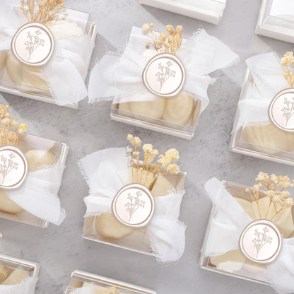 UNIQOOO Wax Seal Stickers - Baby‘s Breath Wedding Invitation Envelope Seal Sticker, Botanical 50 Pcs Self- Adhesive Champagne Stickers, Perfect for Invitation, Gift Wrapping, Crafts (Champagne)
