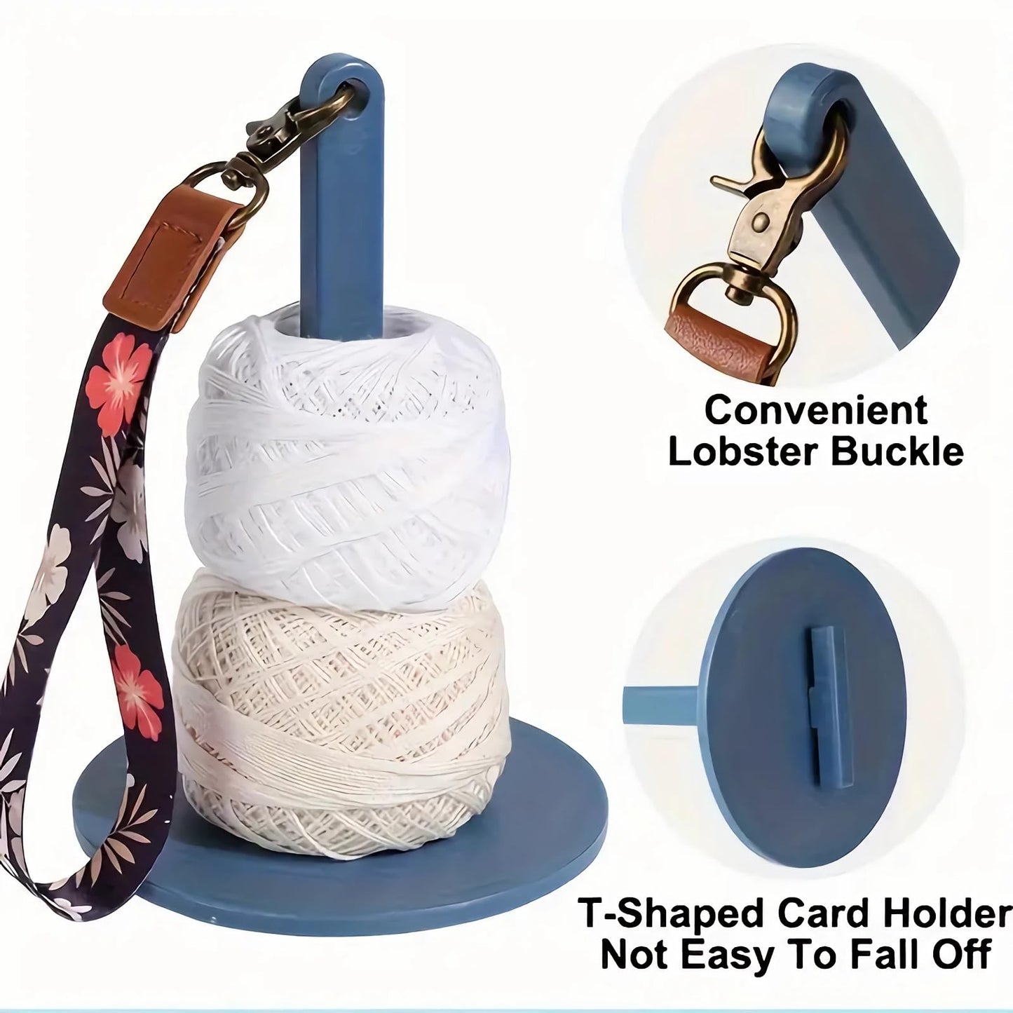 Dasonwin Wrist Yarn Holder for Walking & Travel, Portable Tangle-Free Spindle, Lightweight Hanging Dispenser, Crochet Gift (Blue)