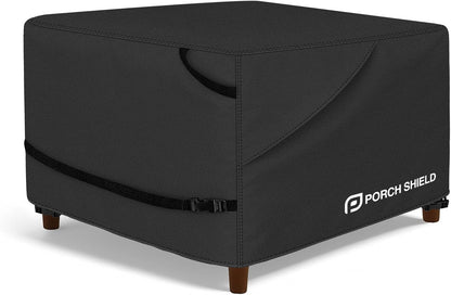 31L 31W 18H inch, Porch Shield Patio Ottoman Cover - Waterproof Outdoor Square Side Table Covers x x Black