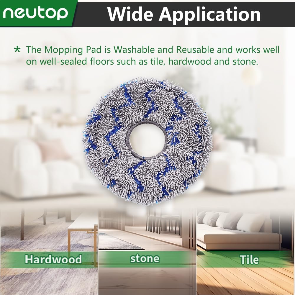 neutop Replacement Mopping Pads Microfiber Mop Cloths for Ecovacs Deebot X1 Turbo, 4-Pack