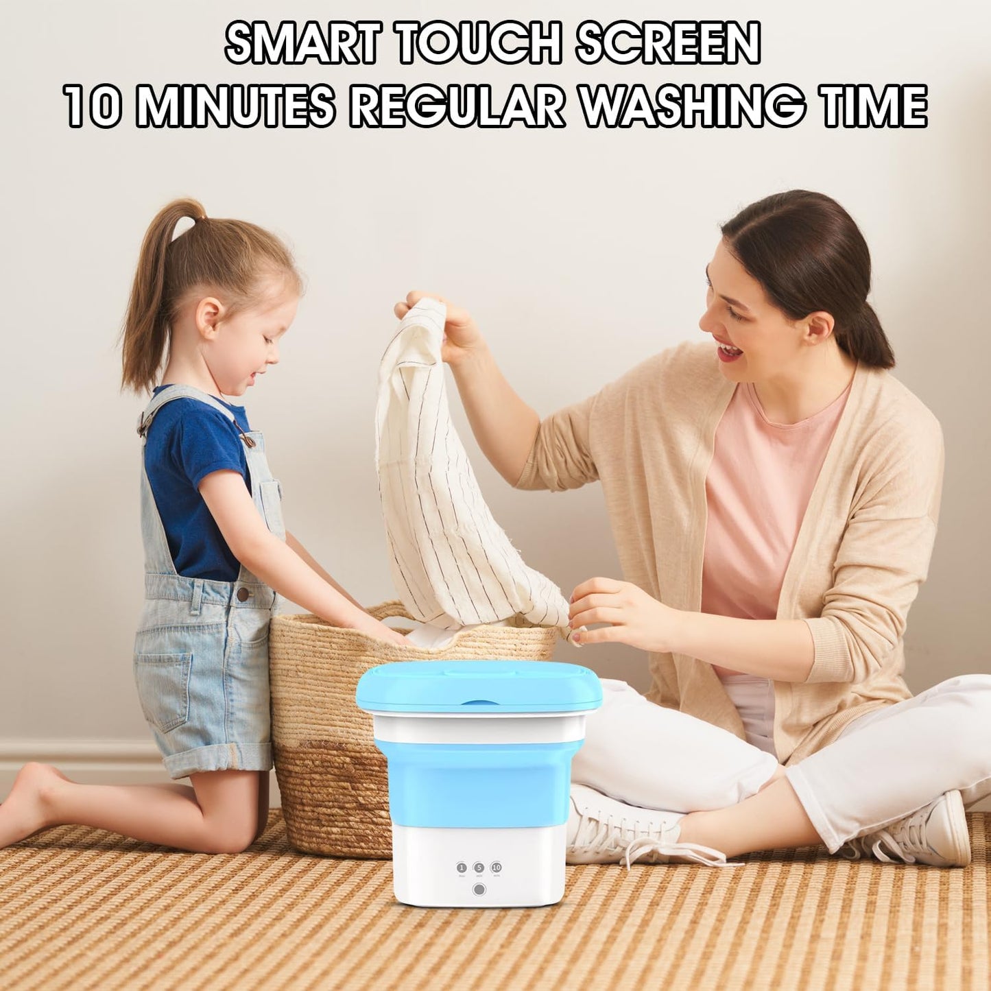 New Jalisco Portable Washing Machine, Foldable Mini Washer for Baby Clothes, Underwear, Small Items, Blue