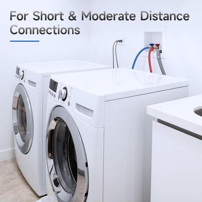 JUWO 5 FT Rubber Washing Machine Hoses, 3/4" FHT Washer Hoses for Short to Moderate-Distance Water Supply