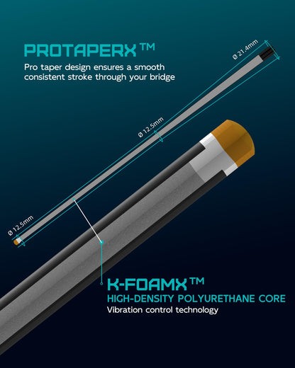 KONLLEN Carbon Fiber Pool Cue 2.0, 58-inch Low Deflection Billiard Stick for Adults with 12.5mm Tip and Pro Taper
