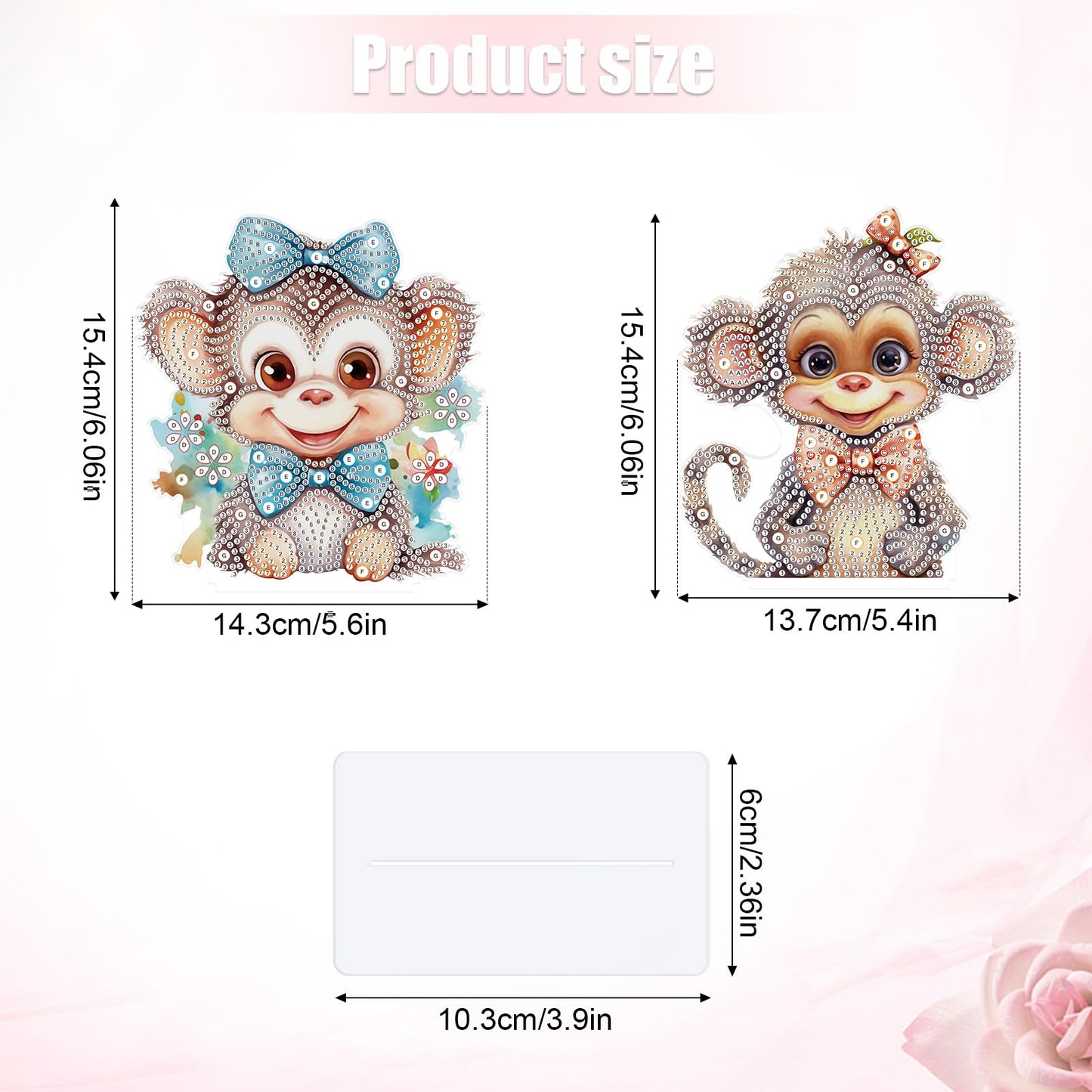 antor 2 Pack Monkey Diamond Painting Tabletop Kit - Cute 5D DIY Diamond Art Tabletop Ornaments, Special Gem Rhinestone Mosaic Craft for Adults, Home Office Décor, Gift for Craft Lovers