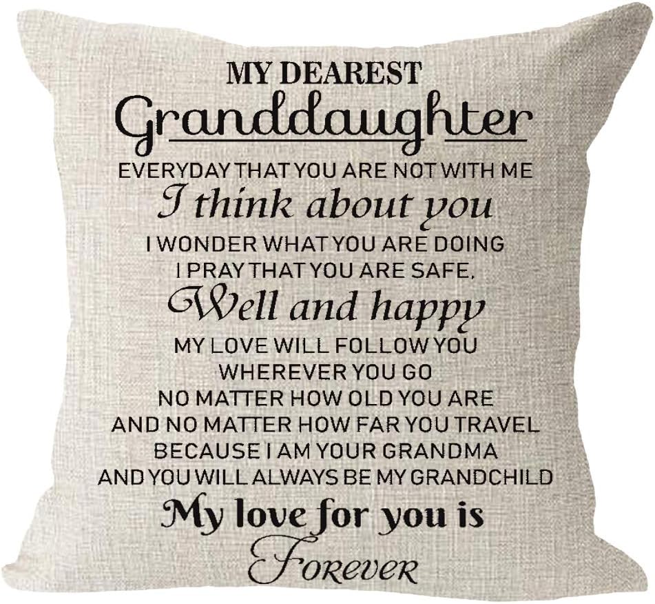 My Dearest Granddaughter Always Love You Gift - Cotton Linen Throw Pillow Case 18"x 18"