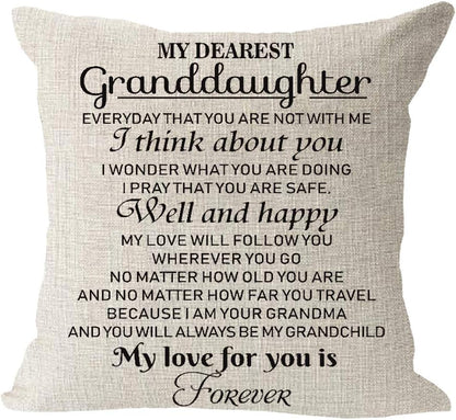 My Dearest Granddaughter Always Love You Gift - Cotton Linen Throw Pillow Case 18"x 18"