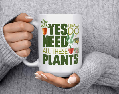 Plant Lover Coffee Mug, Houseplant Tea Cup, Gardner Green Thumb Gifts, 15oz