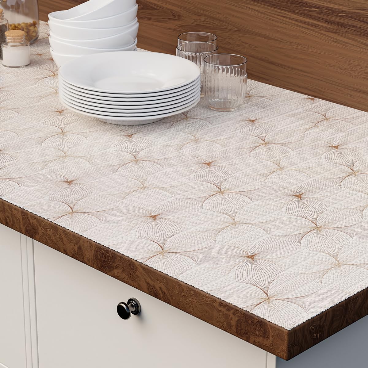 Quttisay Shelf Liner for Kitchen Cabinets,Non Adhesive Cabinet Liner,Non-Slip Drawer Liner,Waterproof Shelf Liner Easy to Clean Strong Grip Liner for Cabinets,Drawers,Cupboard，(Flower 12 inx16.4 FT)