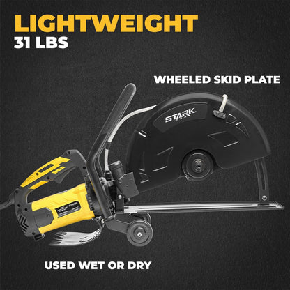 XtremepowerUS 3200W Electric 16" Circular Saw Concrete Saw Wet/Dry Concrete Cutter 20AMP With Water Line Attachment Wet Concrete Saw (Blade Included) Ideal for DIY House, Foundation