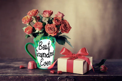 KINREX Best Grandma Ever Mug, Turquoise, 12 oz. Coffee Cup for Women, Mothers Day, Christmas, Birthday Gift