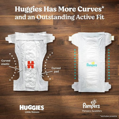 Huggies Little Movers Size 5 Diapers - 132 Count for Babies 27+ lbs | Soft & Comfortable Fit