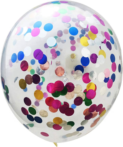 Rainbow Confetti Balloons, 25 Pcs Thickened 12 Inch Clear Latex Balloons with Colorful Confetti for Graduation,