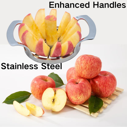Stainless Steel Apple Slicer and Corer - Sturdy and Sharp slices，Upgraded 12-Blade Extra Large Apple Cutter & Heavy Duty Divider for Vegetables & Fruits up to 4 Inch Apples Slicing Core Remover Tool