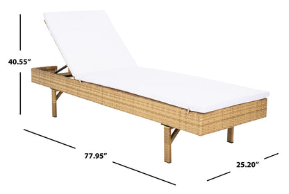 SAFAVIEH Outdoor - Cam Chaise Lounge Chair - Brown & White - Faux Wicker Rattan & Steel Frame with Cushion - Modern Adjustable Design - Ideal for Patio, Deck, Poolside, Backyard (PAT7501D)