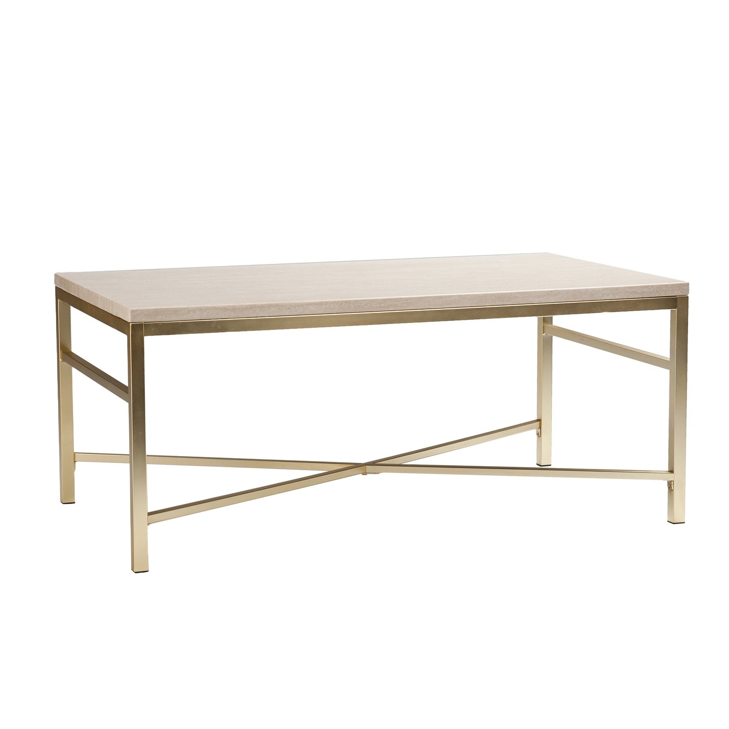 SEI Furniture - Orinda Faux Stone Cocktail Table - Travertine - Transitional Design, Finish - Ideal for Living Room, Family Room (CK3940)