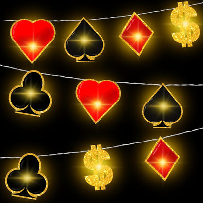 20 10 VIHOSE Casino Theme Party Decorations Las Vegas Party Supplies LED ft Poker String Lights for Casino Night Las