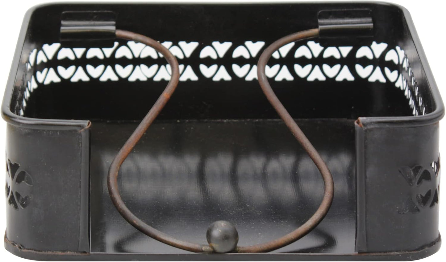 Stonebriar Industrial Black Graphite Metal Napkin Holder, Decorative Tray for Dining Table