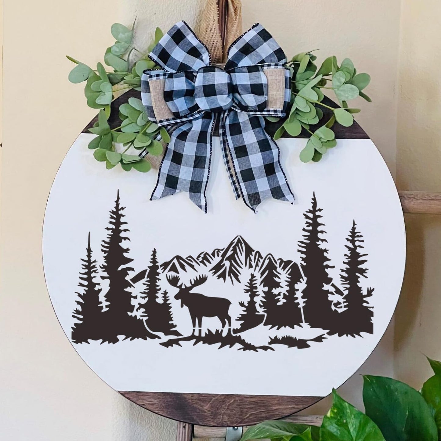 Zosylley Pine Tree & Mountain Animal Stencils for Wood Burning, Painting & Decorating, 16pcs Reusable & Washable PET Plastic, 12x8 & 12x6 Inch