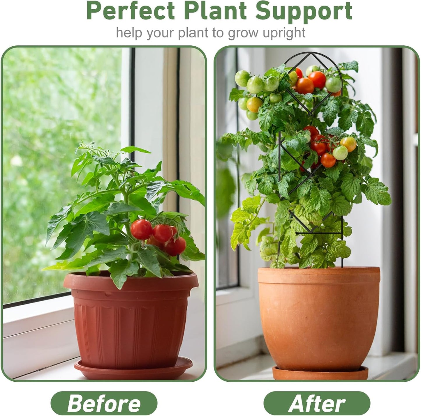 14.6in Set 4p Trellis for Potted Plants, Plant Trellis Indoor, Small Houseplant Trellis for Climbing Plants with Ties