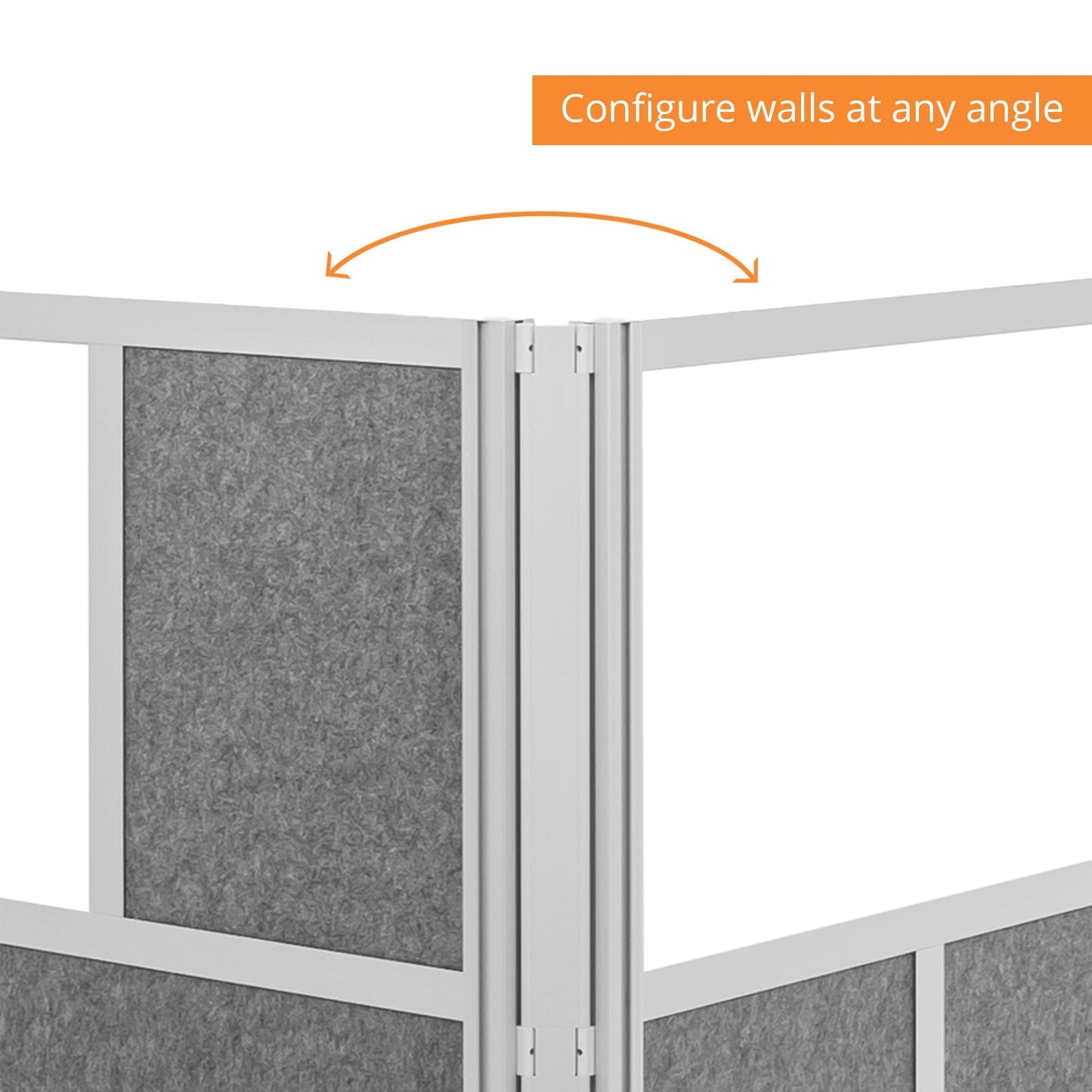 Modular Wall Partition Room Divider Bundle - Gray 70"x48" + 53"x48", 2 Cubicle Walls, Hinge & Casters for Flexible Office Divider & Room Divider Wall
