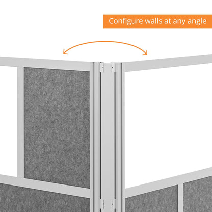 Modular Wall Partition Room Divider Bundle - Gray 70"x48" + 53"x48", 2 Cubicle Walls, Hinge & Casters for Flexible Office Divider & Room Divider Wall