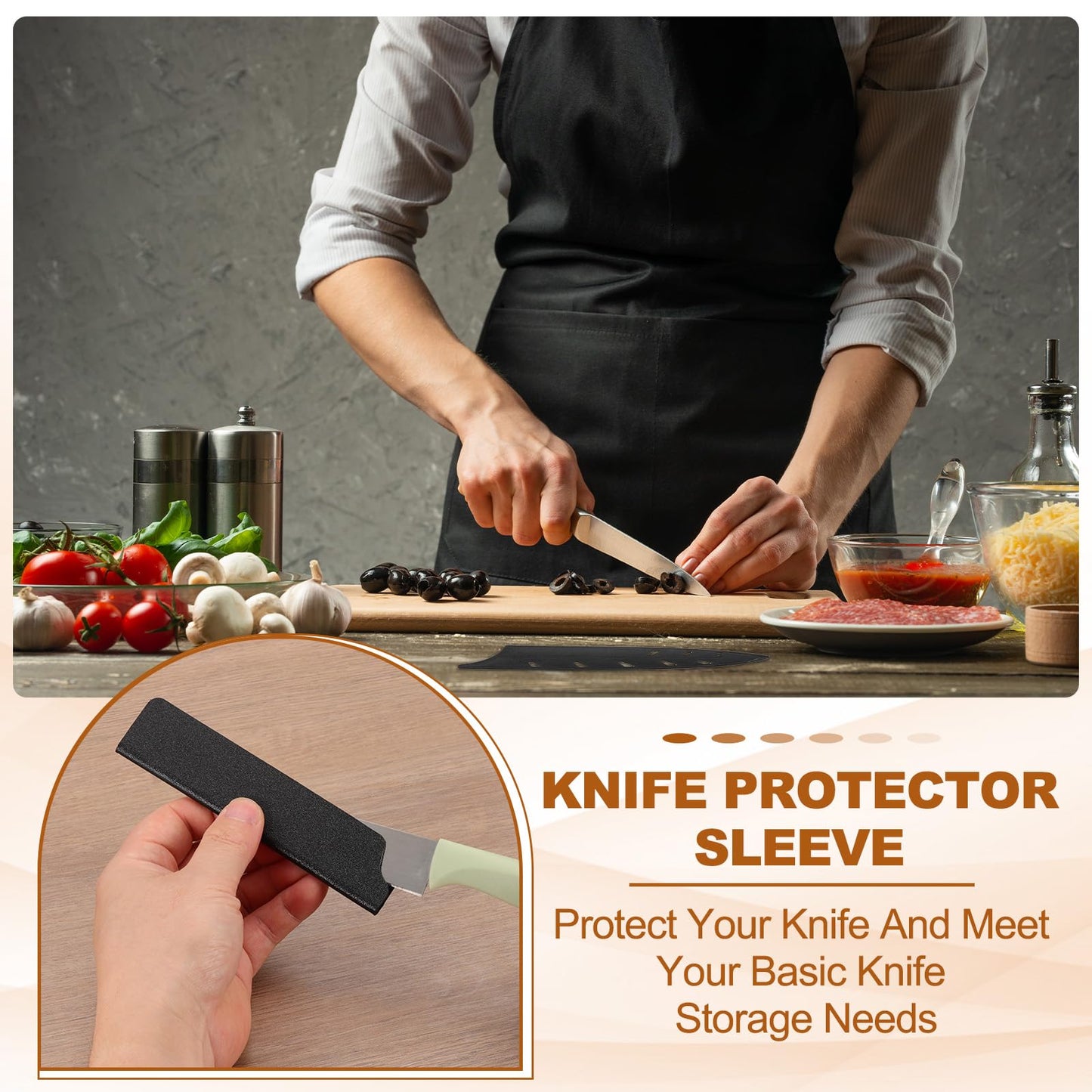 PATIKIL 2 Pcs ABS Knife Cover Sleeves, 10x2 Inch Knife Blade Edge Guard Sheath Universal Blade Protector Flocking for Home Kitchen, Black
