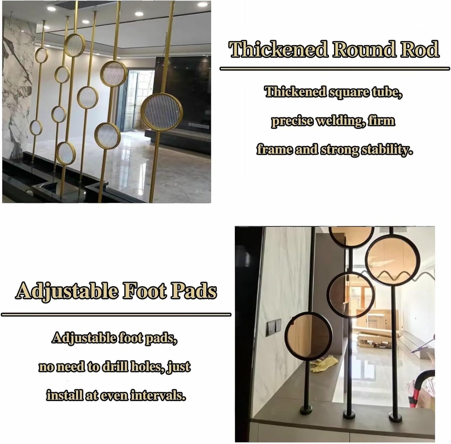 HCZKIUJ Metal Wall Partition Post Room Divider, Modern Partition Column Slats for Home Office Entryway, Portable Tile to Floor Privacy Screen Dividers (Style B Black)