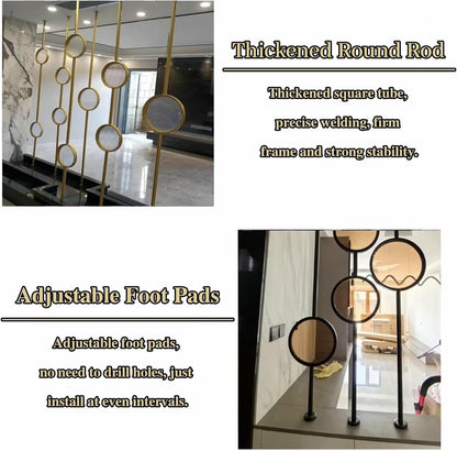 HCZKIUJ Metal Wall Partition Post Room Divider, Modern Partition Column Slats for Home Office Entryway, Portable Tile to Floor Privacy Screen Dividers (Style B Black)
