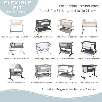 Angelbliss Bassinet Sheets - Ultra Soft & Skin-Friendly 33"x20" Fitted Sheets | 4 Pack for Boys & Girls