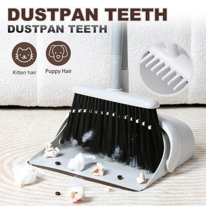 Jekayla 54" Long Handled Broom and Dustpan Set - Perfect Dust Pan and Brush Combo for Efficient Cleaning, Brown and White