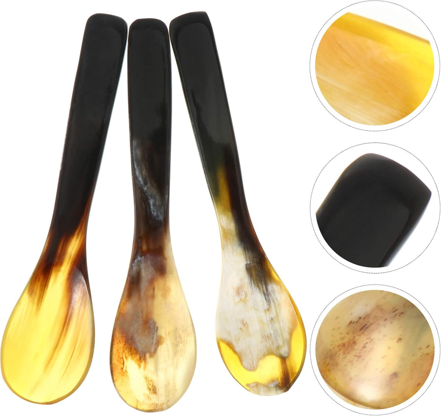 Hemoton 3 Pcs Caviar Mother of Pearl Teaspoons, Ox Horn Serving Spoons for Caviar and Dessert