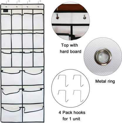 2 Pack Extra Large Hanging Over Door Shoe Organizers, 12 Mesh Pockets + 6 Large Compartments for Closet Bedroom