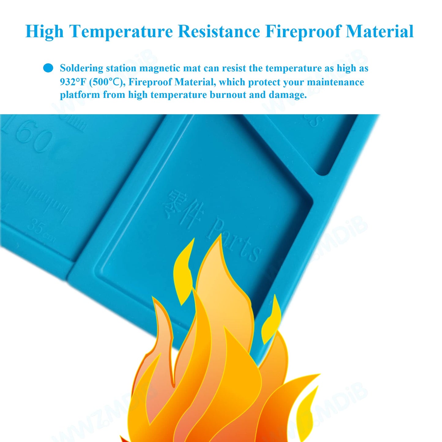 WWZMDiB Heat Resistant 932°F Silicone Magnetic Soldering Work Mat（S-180【21.6 x 13.8” / 55 x 35cm】）