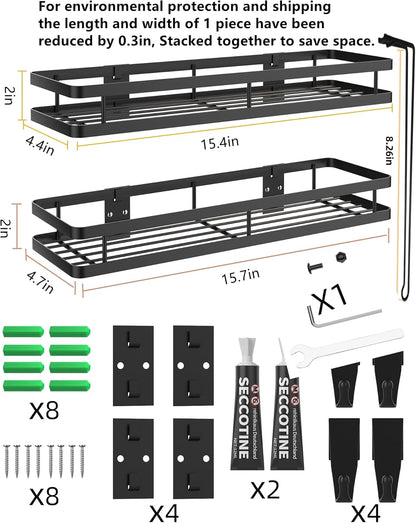 15.7in 2Pack 4 Spice Rack Organizer Wall Mount - [Upgraded Version] Hanging Seasoning Organizer Shelf with Paper Towel