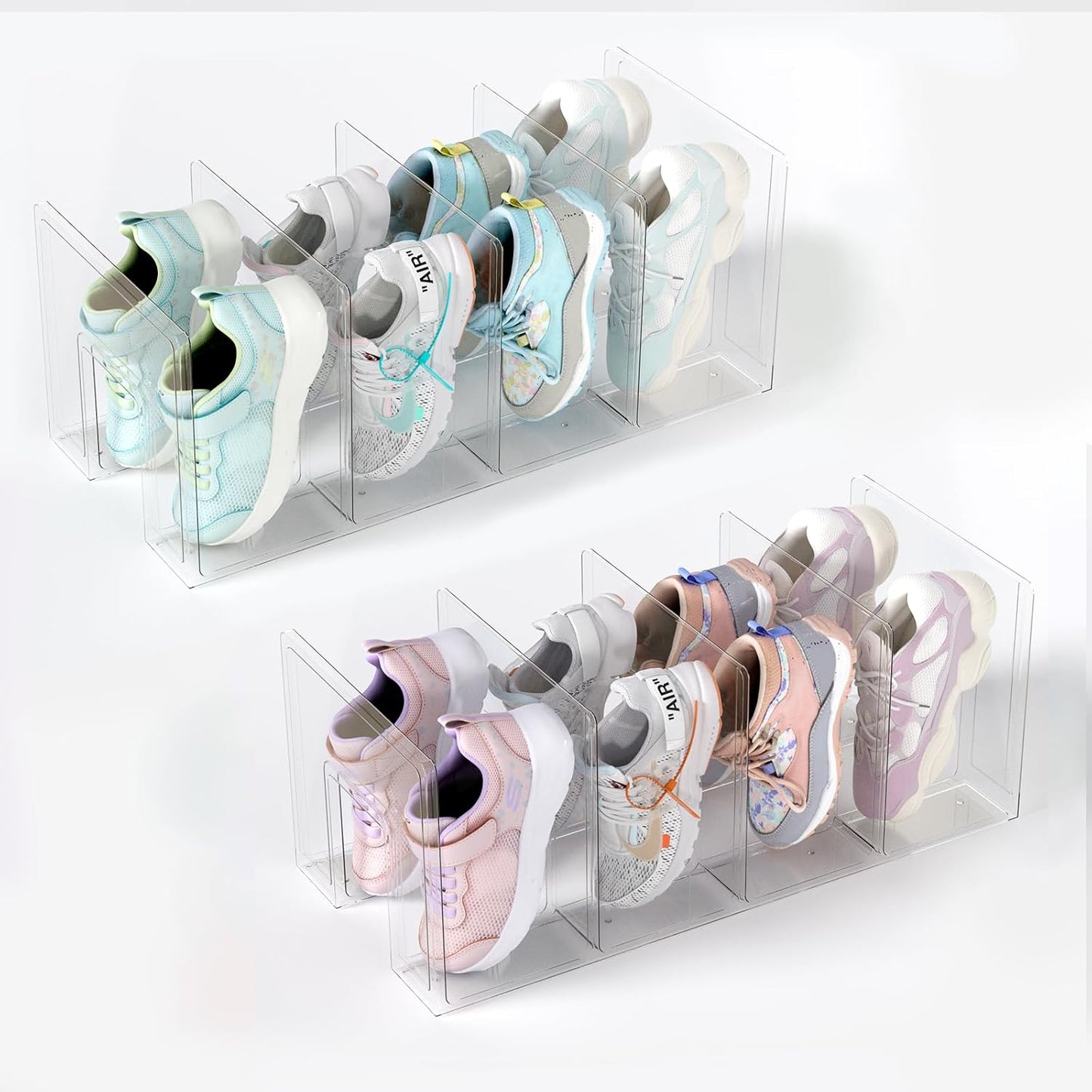 2 Pack Closet/Entryway, Acrylic Kids Shoe Rack - Clear Shoe Organizer for Toddlers & Children, Space-Saving Nursery