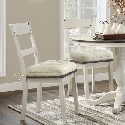 Shinnwa Dining Chair Cushions Set of 4, Dual-Layer Memory Foam Kitchen Chair Cushions, Patented Design Seat Pads with Ties, 16.5 x 16.5 x 3.5in, 4 Pack, Ivory