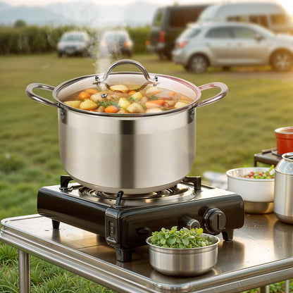 Kirecoo Stainless Steel Stock Pot - 5 Quart Heavy Duty Induction Cooking Pot with Visible Lid for Pasta, Soup, Spaghetti, Nonstick Thick Bottom Big Stockpot, Deep Cookware for Canning, Boiling, Simmer