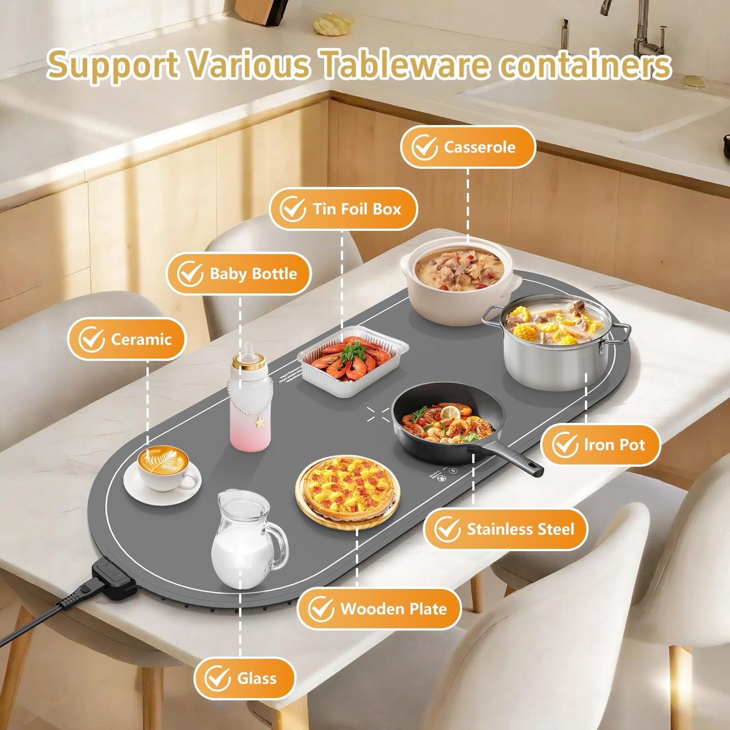 Warming Mat for Food Extra Large,36x16 Food Warming Mats for Countertop,Heating Mat for Food,Silicone Food Warmer Mat,Food Warmers for Parties Buffet,Warming Trays for buffets Party