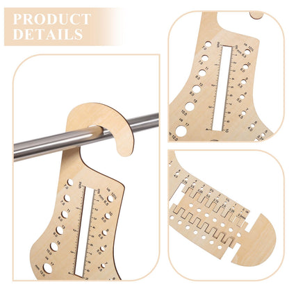 FREEBLOSS 2Pcs Adjustable Sock Blockers 2 Sizes Wood Sock Shaper for Knitting Crochet Knit Sock Ruler Tool for Beginners 31x21cm/12.2x8.3inch