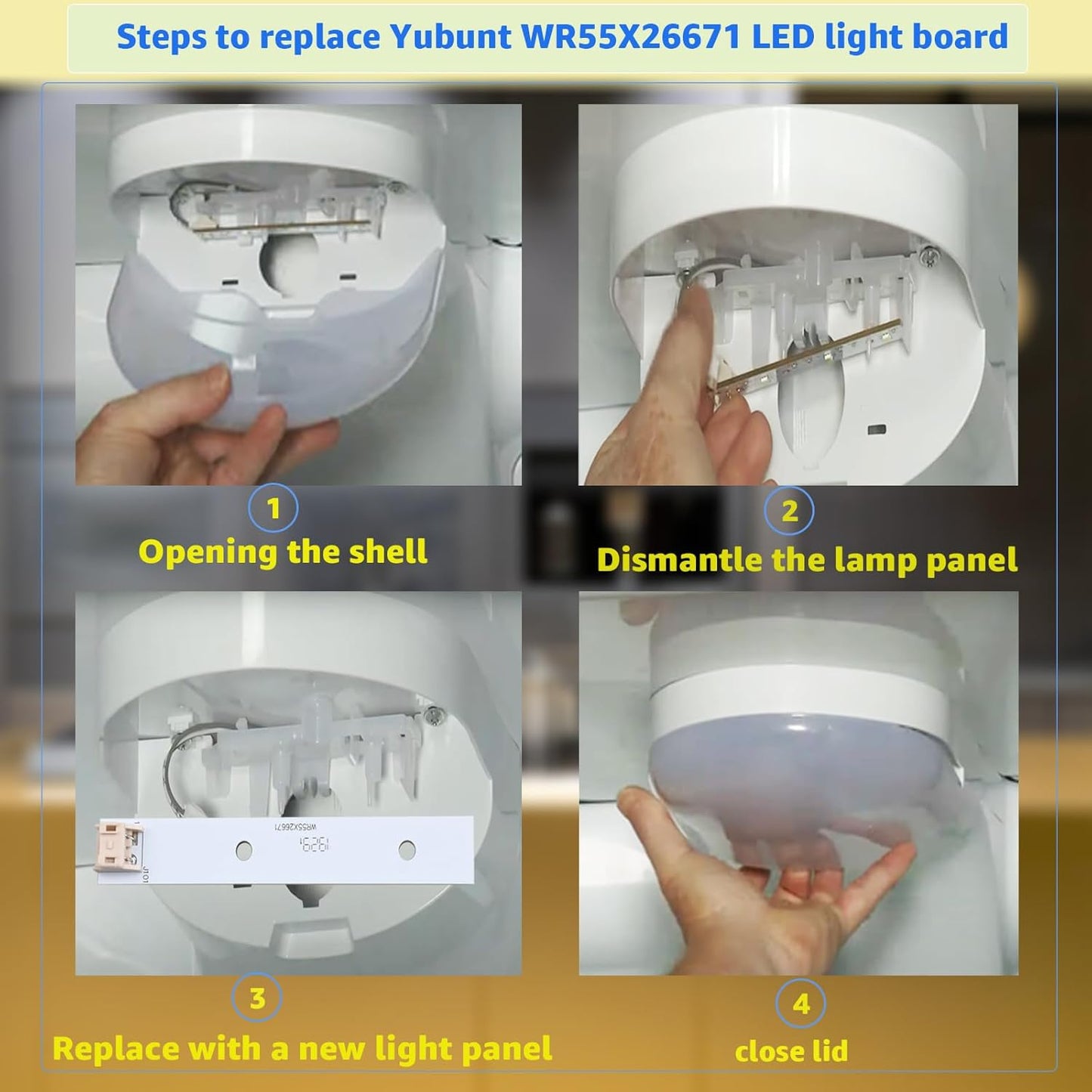 Yubunt WR55X26671 LED Light Board for GE Freezer, Replacement Part Numbers PS11767930, EAP11767930 (2Pcs)