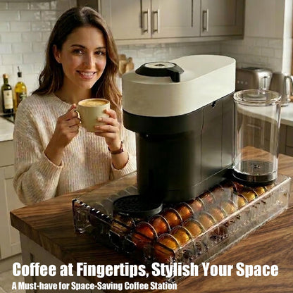 Heavy Duty Crystal Acrylic Coffee Pods Holder Drawer, Compatible for All Nespresso Vertuo Pods, Great Capacity Holds up to 60 Small or 40 Big Vertuoline Pods