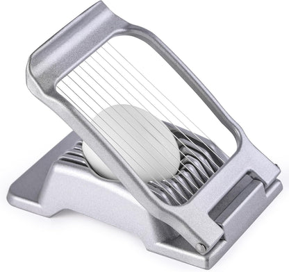 Skiennix Egg Slicer - Heavy-Duty Stainless Steel Cutter for Hard Boiled Eggs & Fruits | Dishwasher Safe