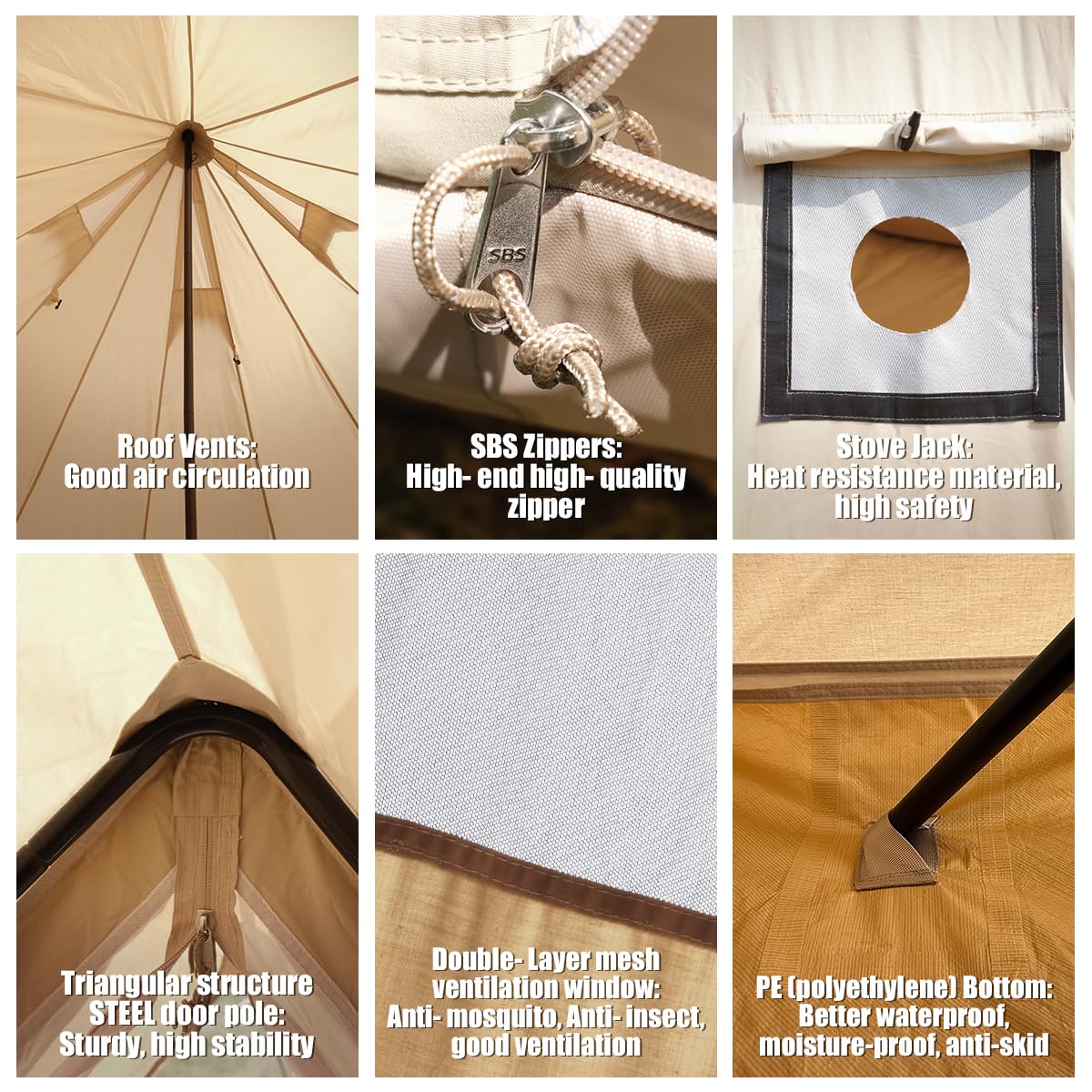 ShinHye Canvas Bell Tent Yurt Tent 4 Seasons for Camping 100% Cotton Glamping Tents with Stove Jack, Family Camping Outdoor Hunting Party (5M- 16.4FT)
