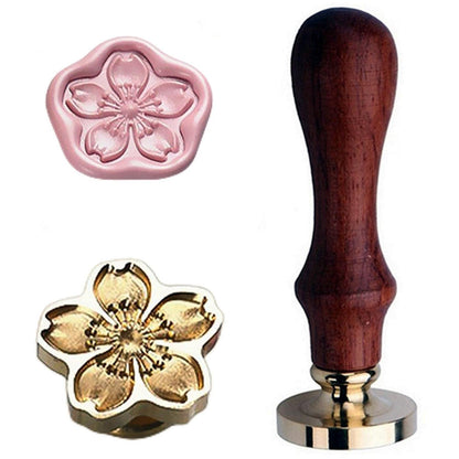 JUPPE Cherry Blossoms Wax Seal Stamp, Plant Flower Sealing Wax Stamp, Floral Botanical Theme Vintage Brass Stamp for Wedding Invitation, Gift Wrap, Birthday, Party, Envelopes, Christmas Card (A1)