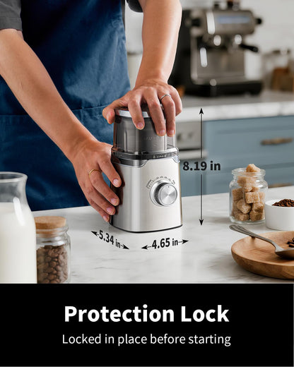 SHARDOR Electric Blade Coffee Grinder, Timed Grind Control Rotary Knob, All-stainless steel shell,Adjustable,for Coffee Beans, Spices & Herbs, with 1 Removable Stainless Steel Bowl,Sliver
