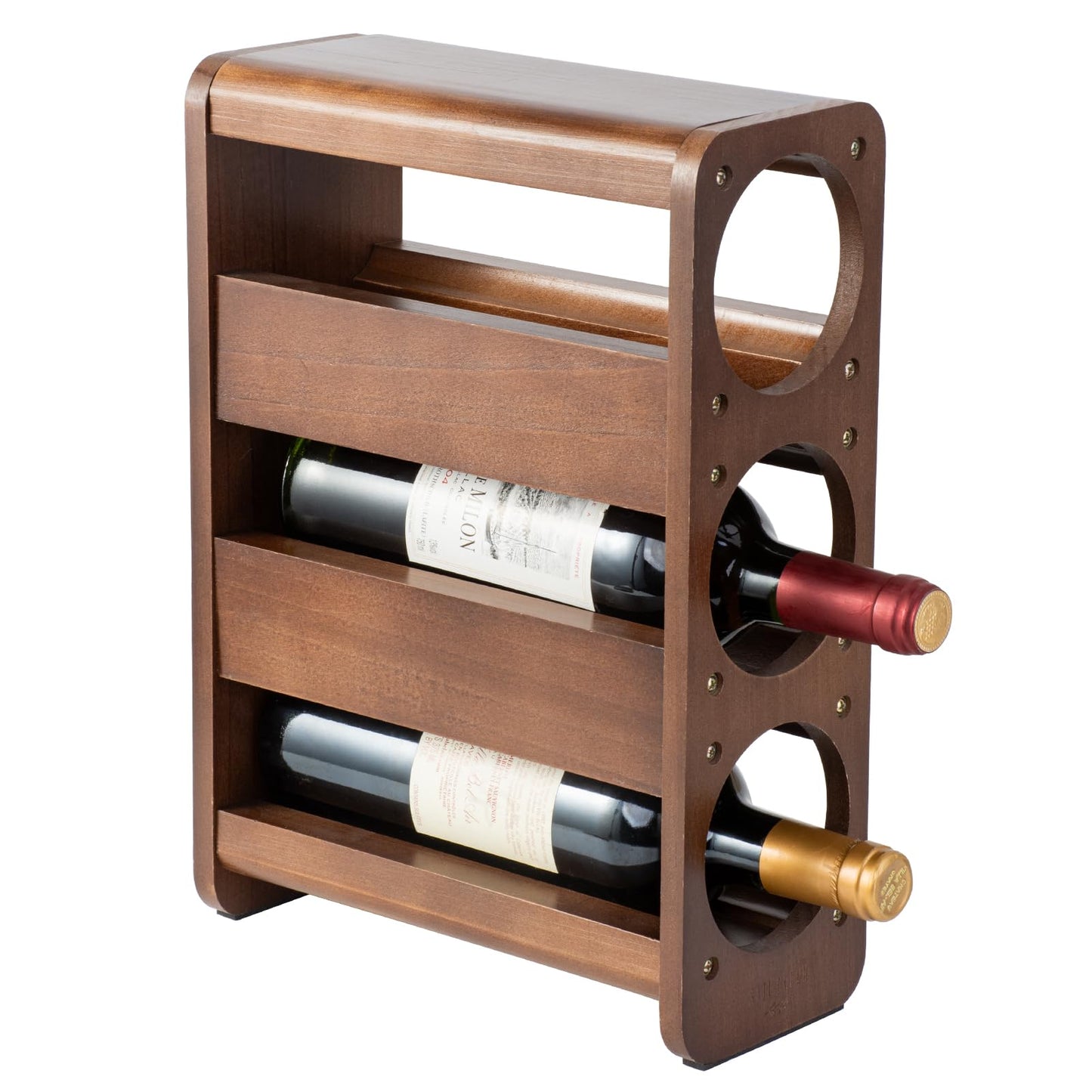 Wine Rack Countertop Pine Wood Wine Bottle Holder, 3 Bottles Wine Rack for Inside Cabinet, Pantry, Kitchen Bar, Wine Holder Shelf Vertical Wine Storage Perfect for Home Decor Housewarming Gifts